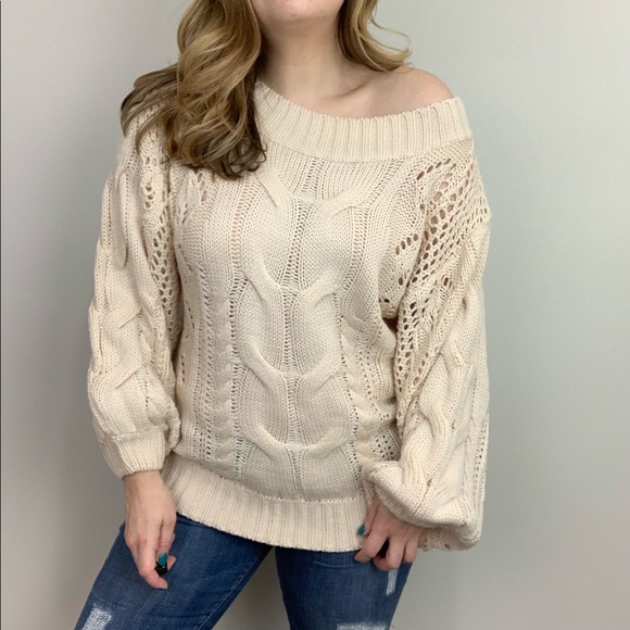 Cuddle Season Off The Shoulder Cable Knit Sweater - Picture 8 of 8